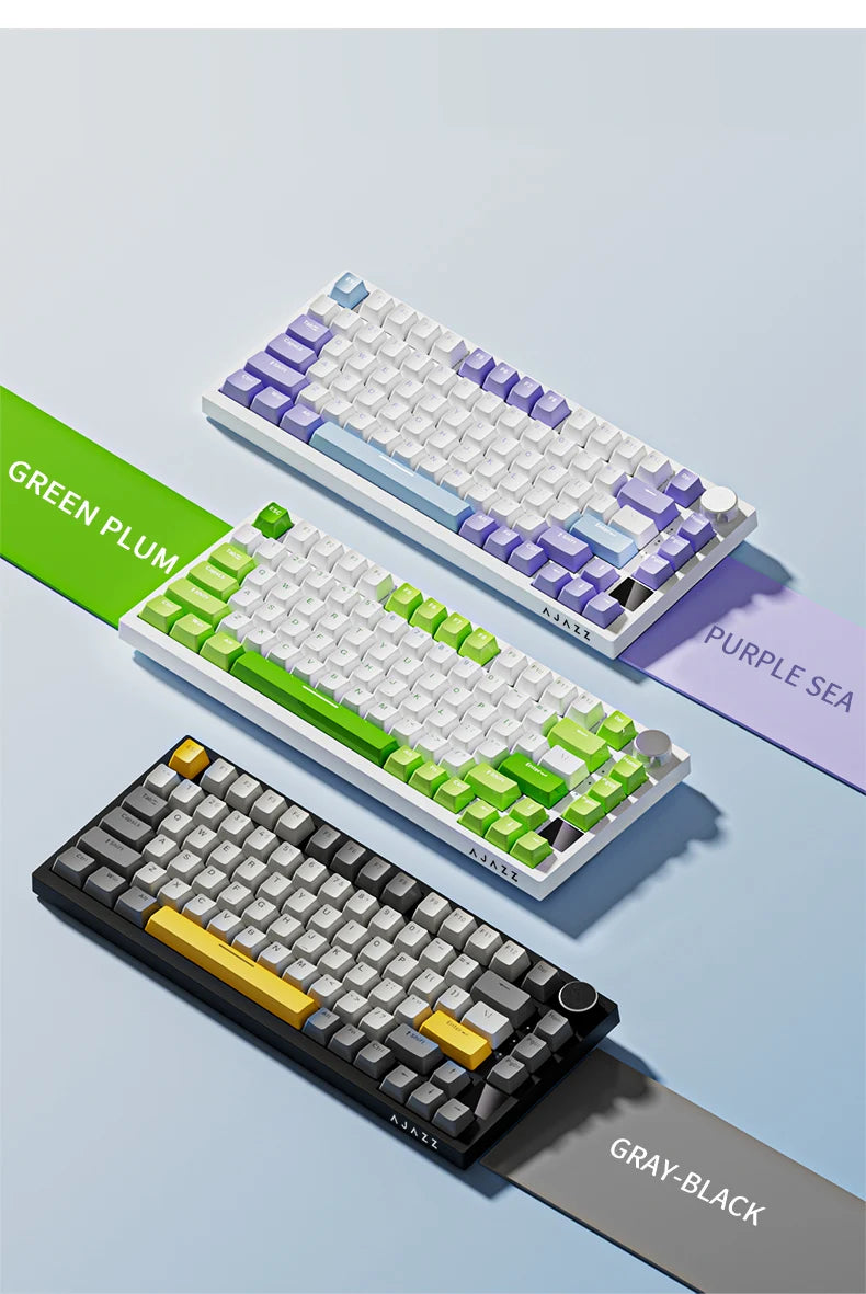 Teclado Gaming Mecânico AJAZZ AK820 Pro com Fio e Sem Fio, Tri-Mode, Retroiluminação RGB, Switches Hot-Swappable, Layout Compacto 70%, PC/Mac