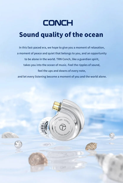 TRN Conch Lucky Bag In-Ear Monitors – DLC Diamond Dynamic HiFi Wired Earphones with Tuning Nozzle Filters for Xiaomi