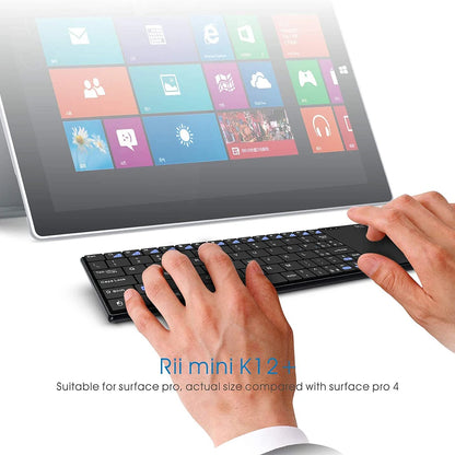 Teclado inalámbrico ruso, español, inglés y francés Rii K12+/i12+ Mini Keyboard con panel táctil para Android, laptop, PC y TV Box