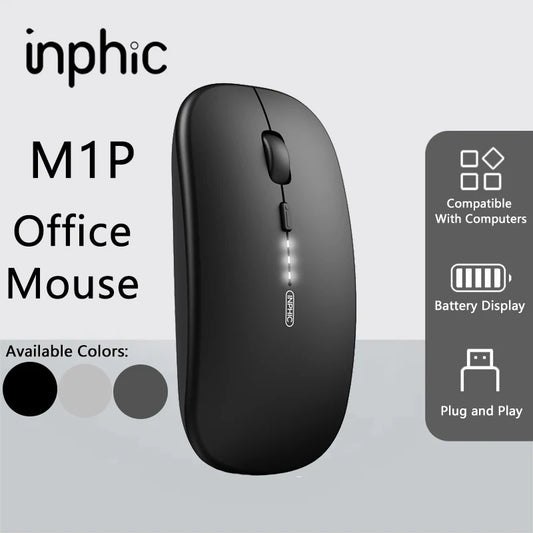 Inphic M1P kabellose, leise Office-Maus, ultradünn, tragbar, USB-Schnittstelle, Batteriestandsanzeige, TYPE-C-Ladefunktion, kabellose Maus