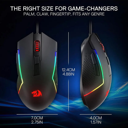 Mouse da gaming cablato Redragon M616 RGB, 10000 DPI, ottico, 6 pulsanti programmabili, 8 modalità retroilluminate, software con supporto per configurazioni personalizzate dei tasti
