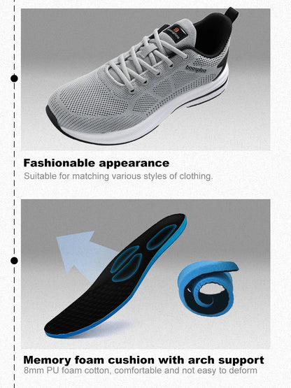 Baasploa Men's Running Shoes Brand, Male Designer Mesh Casual Sneakers, Lightweight Lace-Up New Male Outdoor Sports Tennis Shoes