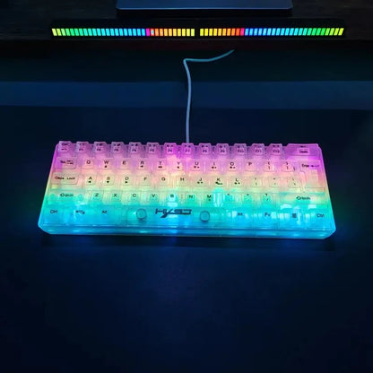 Tastiera gaming trasparente cablata HXSJ 60%, retroilluminazione RGB, ultra-compatta, impermeabile, 61 tasti, per PC/Mac