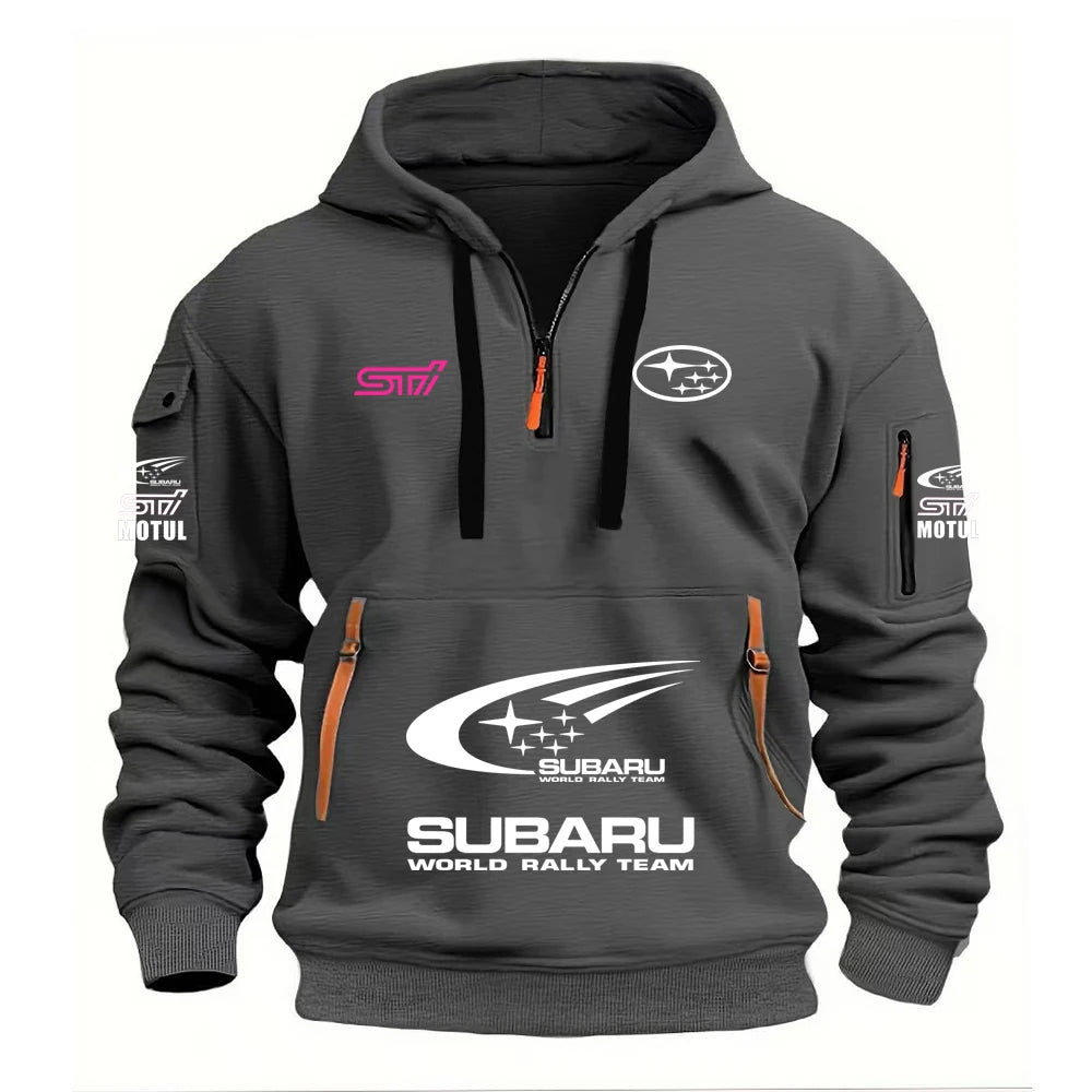 2026 New SUBARU Racing European Size Autumn/Winter Men's Hooded Kangaroo Pocket Sports Fleece Hoodie Top Coat