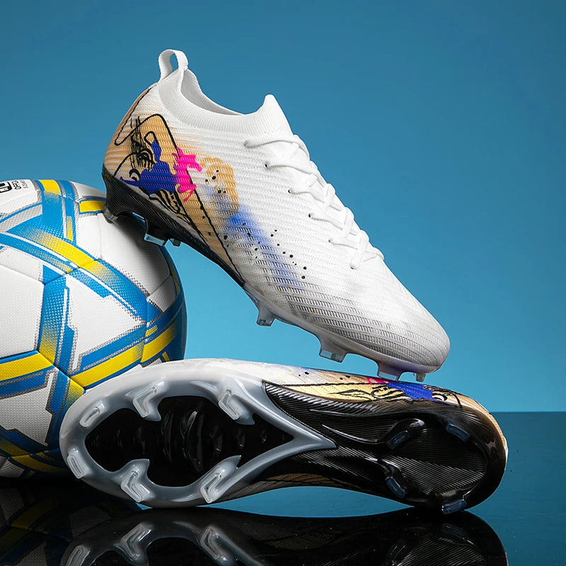 New Men Football Boots Cleats Training Shoes Soccer Shoes Non-Slip Match Ultralight Soccer FG Long Spikes Outdoor Drop Shipping