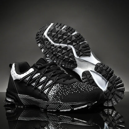 2025 Thick-Soled Sports Shoes Youth Mesh Breathable Running Shoes Trendy Spring Summer Korean Large Black and White Shoes Walk