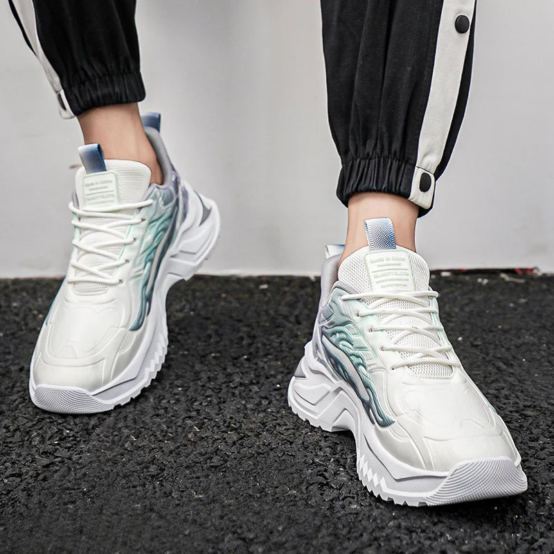 Herren-Sportschuhe, modische Schnürschuhe, vielseitig, rutschfest, mit dicker Sohle, bequeme Freizeit-Laufschuhe für Teenager und Herren, für den täglichen Gebrauch