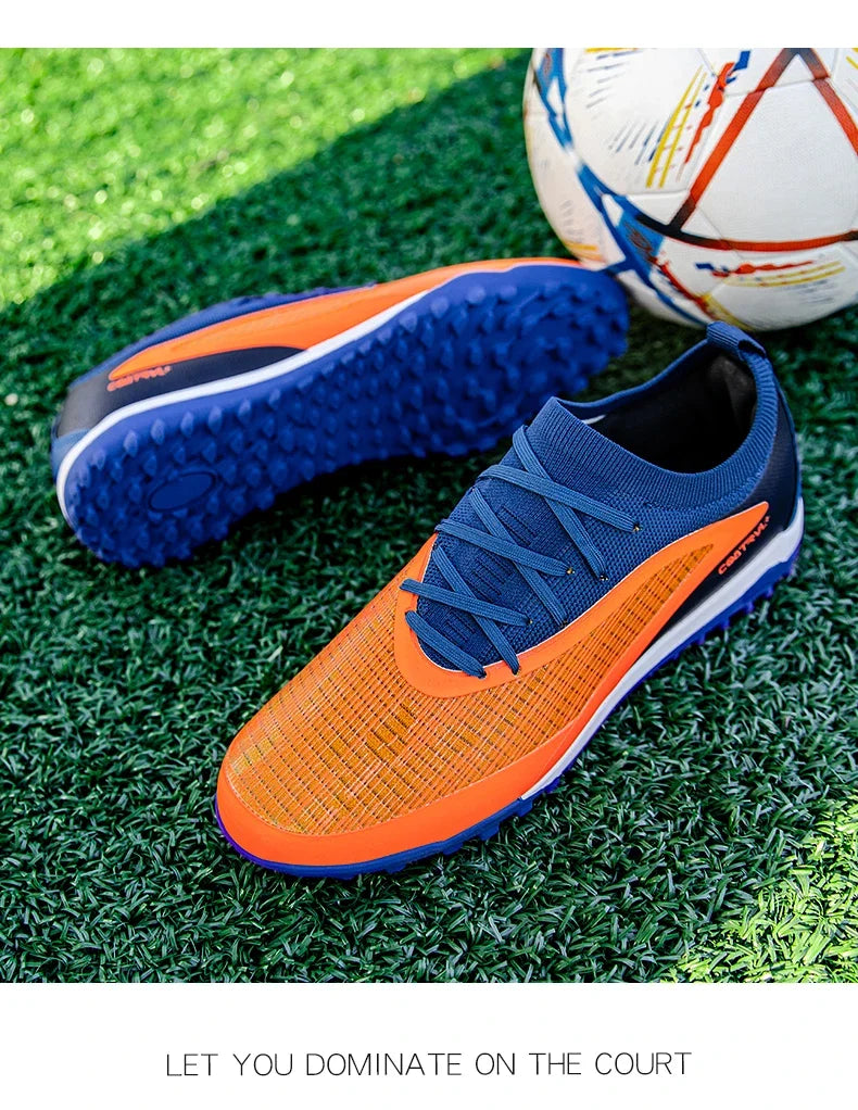 Nuove scarpe da calcio da uomo per esterno, traspiranti, antiscivolo, con tacchetti lunghi, per allenamento e partita, comode anche per ragazzi