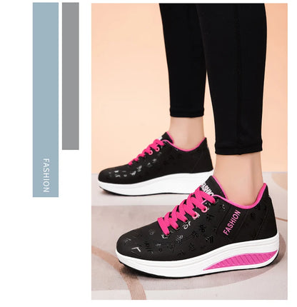 Scarpe casual da donna outdoor con suola spessa, platform alla moda, taglia grande 42, fondo piatto, scarpe sportive per camminata e corsa