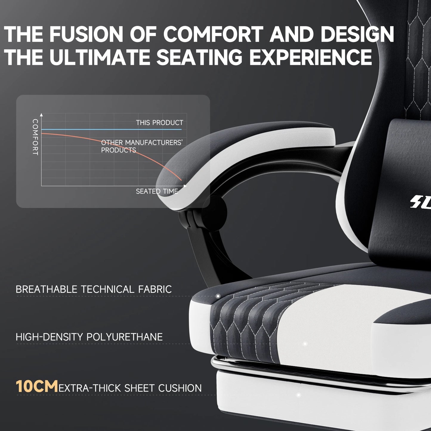 SUKIDA Gaming chair Gamer chair Ergonomic Office Chair Footrest Adjustable Loin & Pillows Gaming Chair