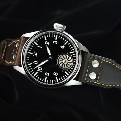 Hruodland 2025 New Men's Mechanical Watch Seagull ST3620 Retro Pilot 43MM BGW-9 Luminous Sapphire Crystal Turbine Watch