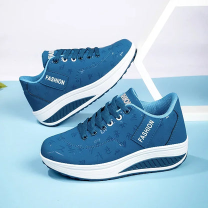 Scarpe casual da donna outdoor con suola spessa, platform alla moda, taglia grande 42, fondo piatto, scarpe sportive per camminata e corsa