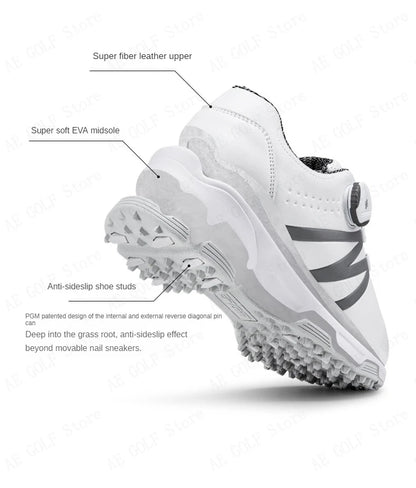 PGM Boys Girls Golf Shoes Lightweight Soft and Breathable Waterproof Anti-Slip Universal Outdoor Sports Shoes XZ127