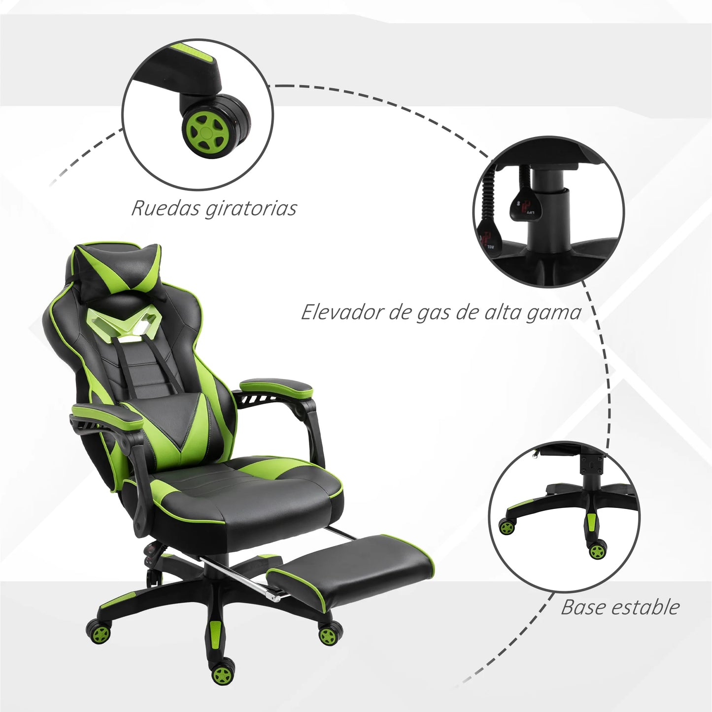 Vinsetto ergonomischer Racing-Stuhl mit verstellbarer Rückenlehne 65X70X118.5-126.5Cm