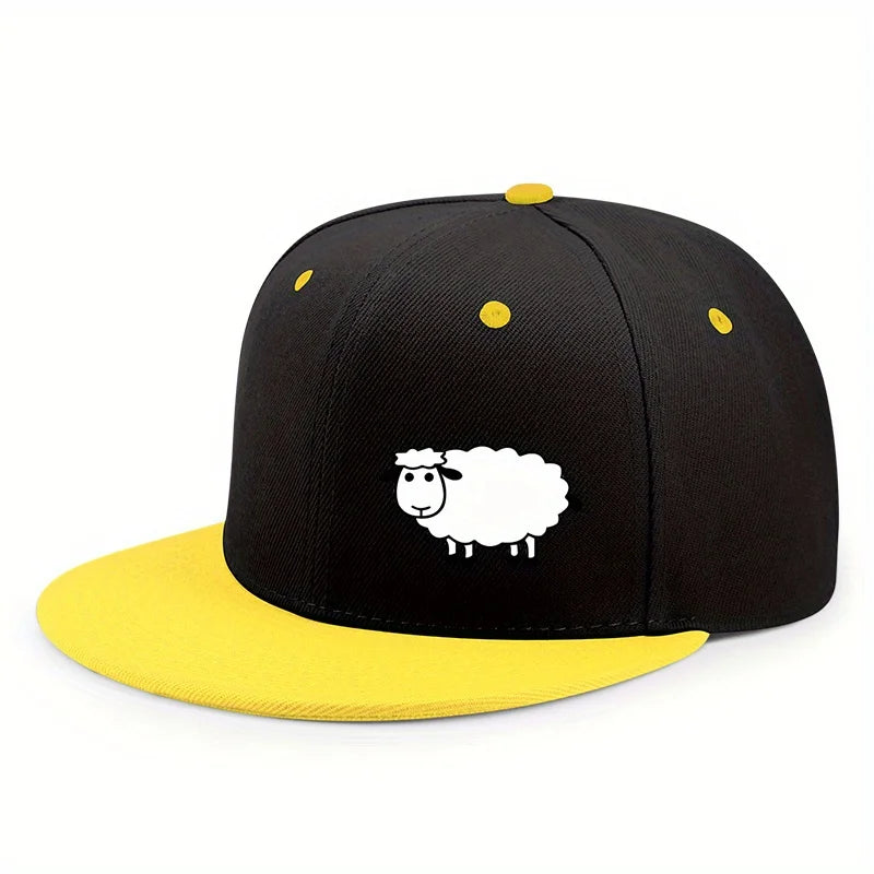 Unisex Adjustable Baseball Cap - Street Style Flat Brimmed Sheep Pattern Hat Casual Versatile And Personalized Hat