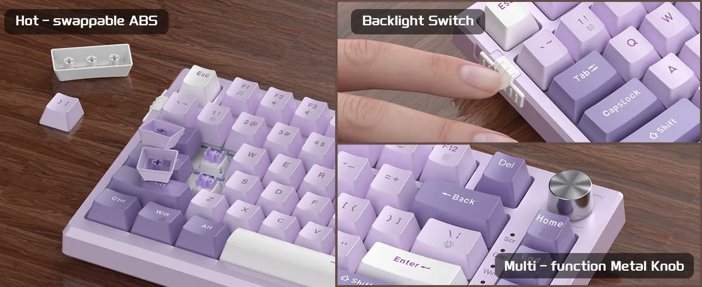 MageGee SKY81 75% mechanische Gaming-Tastatur, RGB-Gasket, Hot-Swap-fähige kabelgebundene Custom-Tastatur mit cremiger Schalldämpfung und Drehregler