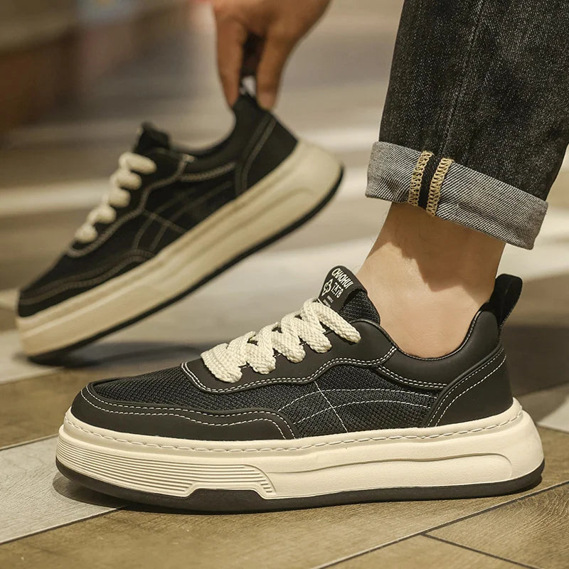 Ultraleichte atmungsaktive Mesh-Sneaker für Herren 2025 – modische Freizeitschuhe mit dicker Sohle, komfortable Schnür-Trainer für tägliche Spaziergänge