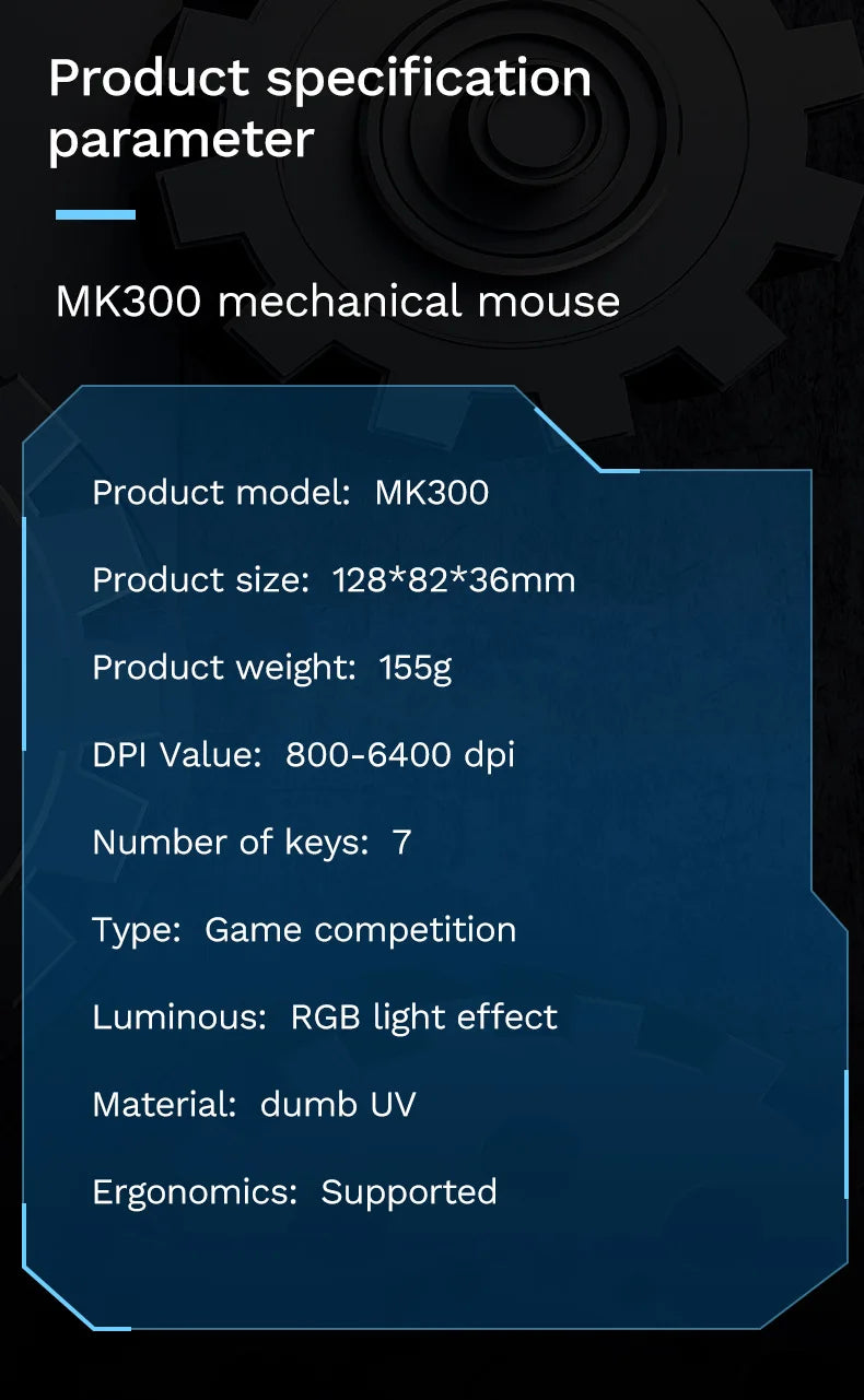 Ratón mecánico con cable para PC gaming y esports, RGB, 6400 DPI, succión magnética y contrapeso DIY