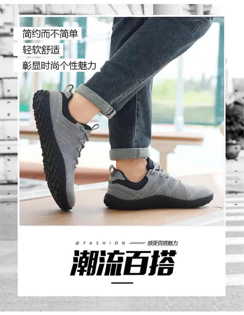 Suede Leather Shoes PU Fabric Wide Toe Shoe Anti-slip Hiking Shoe Workwear Men's Sports Shoes Women's Outdoor Walking Shoes