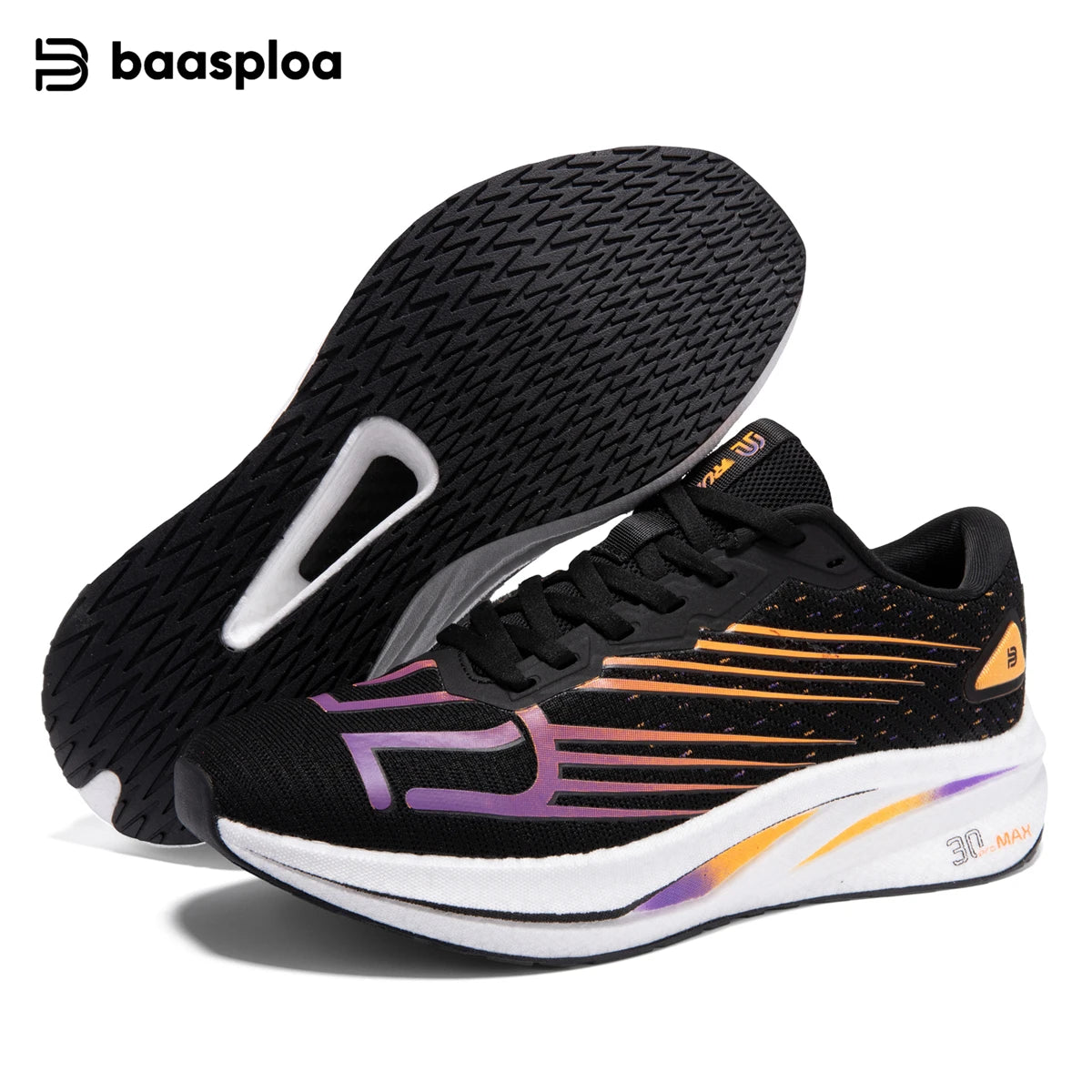 Baasploa Men's Professional Running Shoes Lightweight Breathable Jogging Sports Shoes Female Carbon Plate Anti-slip Sneakers
