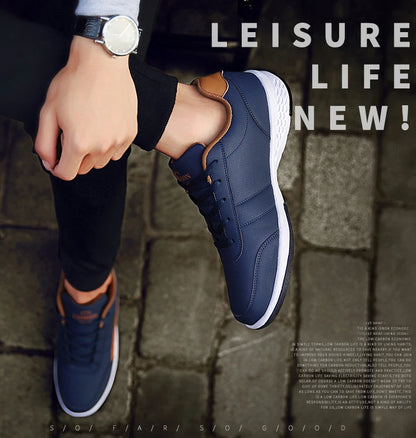 YRZL Herren-Schuhe Frühling Herbst Wasserdichte Walking-Sneaker Freizeit-Herren-Ledersportschuhe Rutschfeste Tennis-Schuhe für Herren