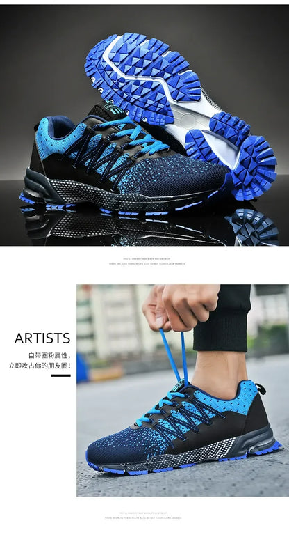 2025 Thick-Soled Sports Shoes Youth Mesh Breathable Running Shoes Trendy Spring Summer Korean Large Black and White Shoes Walk
