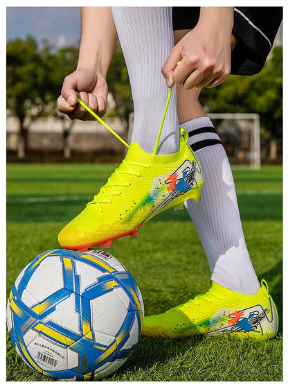 New Men Football Boots Soccer Cleats FG Non-Slip Training Shoes Soccer Shoes Long Spikes Match Ultralight Outdoor Drop Shipping