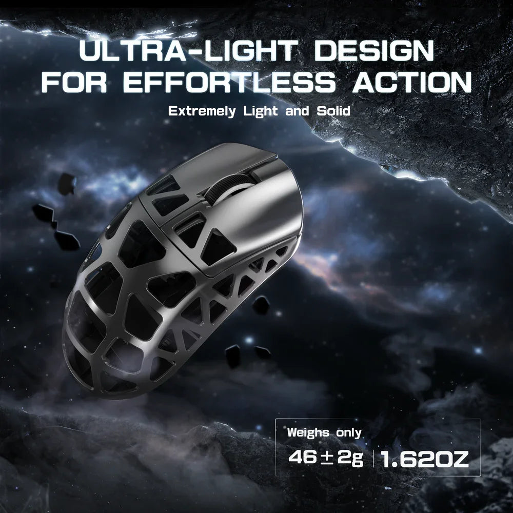 Mouse gaming ATTACK SHARK R3 in lega di magnesio 8K SUPERLIGHT 8000Hz 6 DPI regolabili fino a 26000 PAW3395 BT/2.4G wireless/cablato