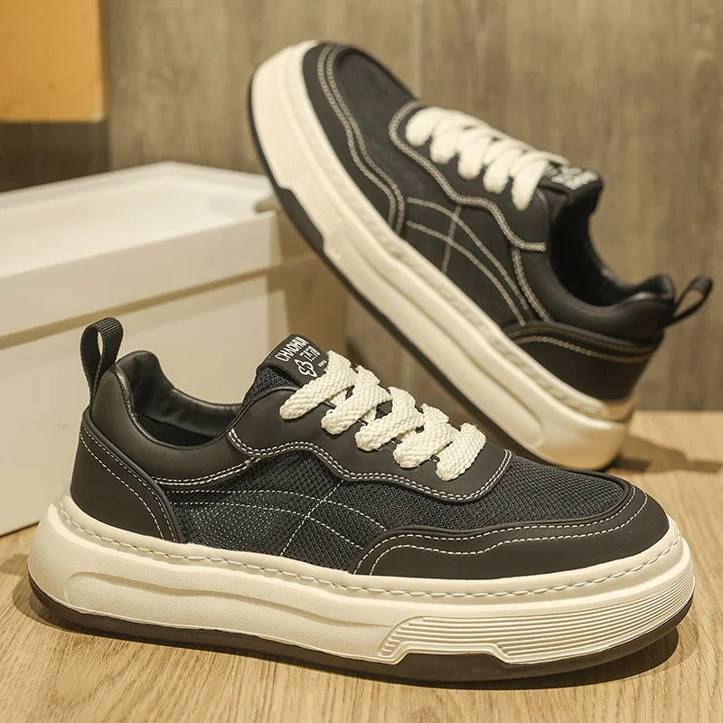 Ultraleichte atmungsaktive Mesh-Sneaker für Herren 2025 – modische Freizeitschuhe mit dicker Sohle, komfortable Schnür-Trainer für tägliche Spaziergänge