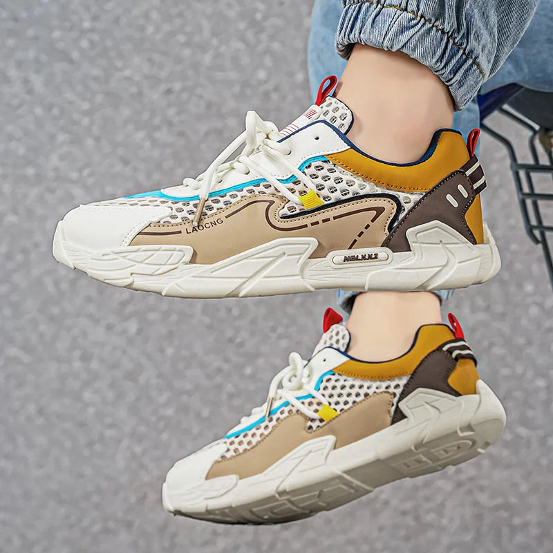 Mens Sports Shoes Summer Mesh Casual Fashion Lace Up Walking Shoes 2026 New Youth Daily Commuting Comfortable Versatile Sneakers