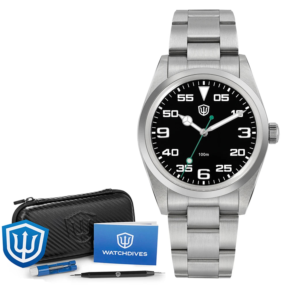 Watchdives WD1016 V3 37mm Uhr mit VH31 Sweep-Uhrwerk, Edelstahlgehäuse, luxuriösem Saphirglas, 100m wasserdicht, Herrenuhr mit Box, ideales Geschenk