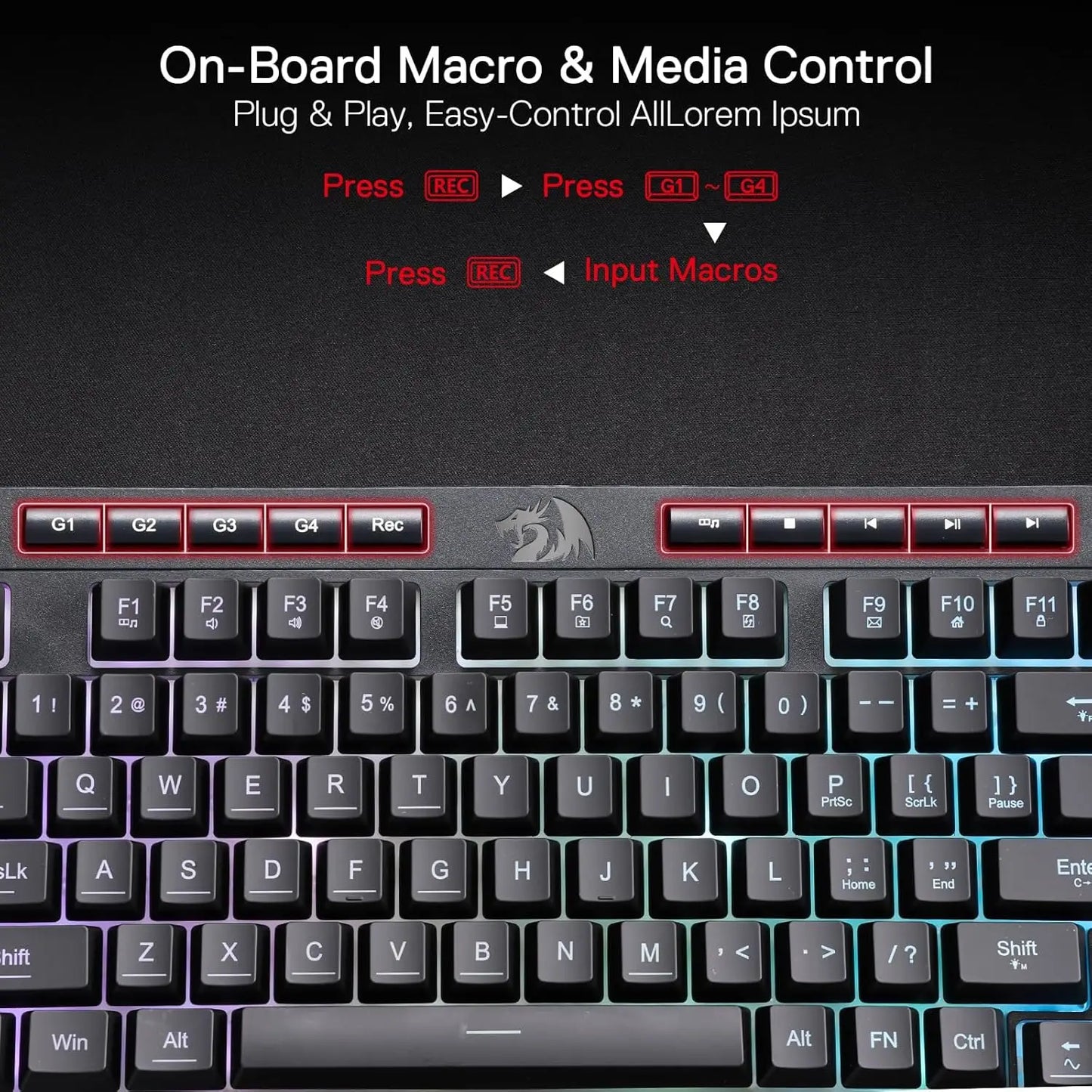 Redragon K515 Shiva RGB Membrane Gaming 98 Keys Mechanical Detachable Wrist Rest Smooth Linear Switch Keyboard