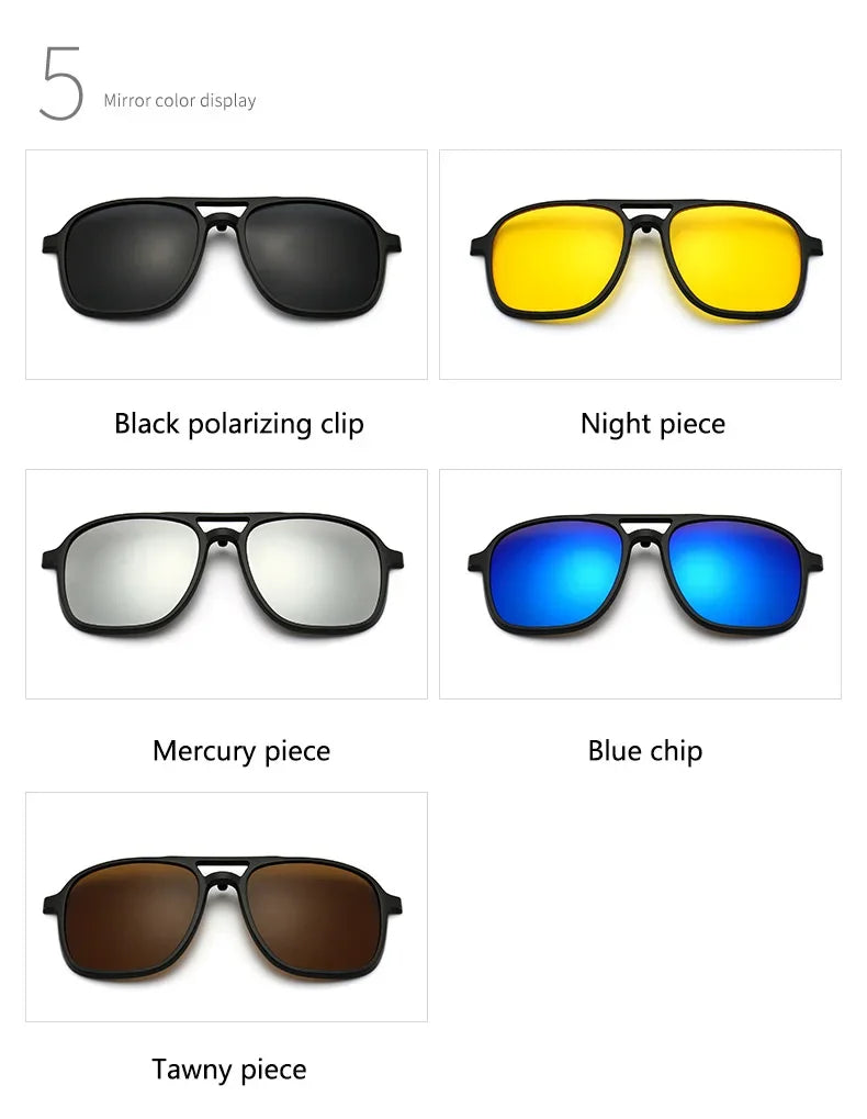 2026 Mirror Magnetic Attraction Polarized Sunglasses 2 Iin 1 Clip Cycling Glasses Dazzling Men Double-Barreled Glasses Women