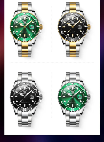 OLEVS 6650 Men Watch Classic Original Automatic Mechanical Watch For Man Zircon Scale Waterproof Luminous Stainless Steel Watch