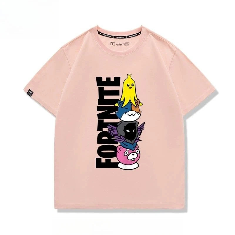 New Fortnite short-sleeved creative high-value cartoon cartoon cool printed men's and women's breathable sweat-absorbent T-shirt