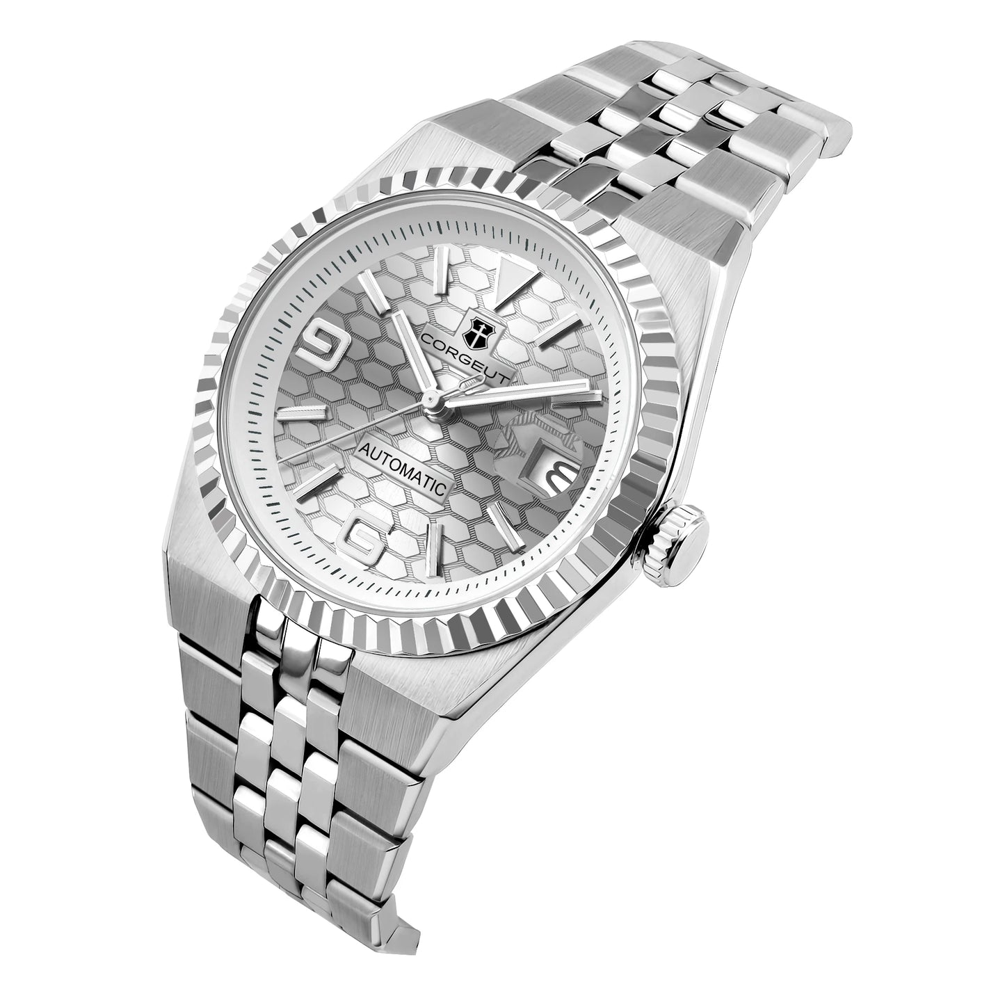 Corgeut 40mm Luxury NH35 Movt Man Sport Clock Automatic Relogio Masculino Mechanical Wristwatch Sapphire Ice Blue Men's Watch