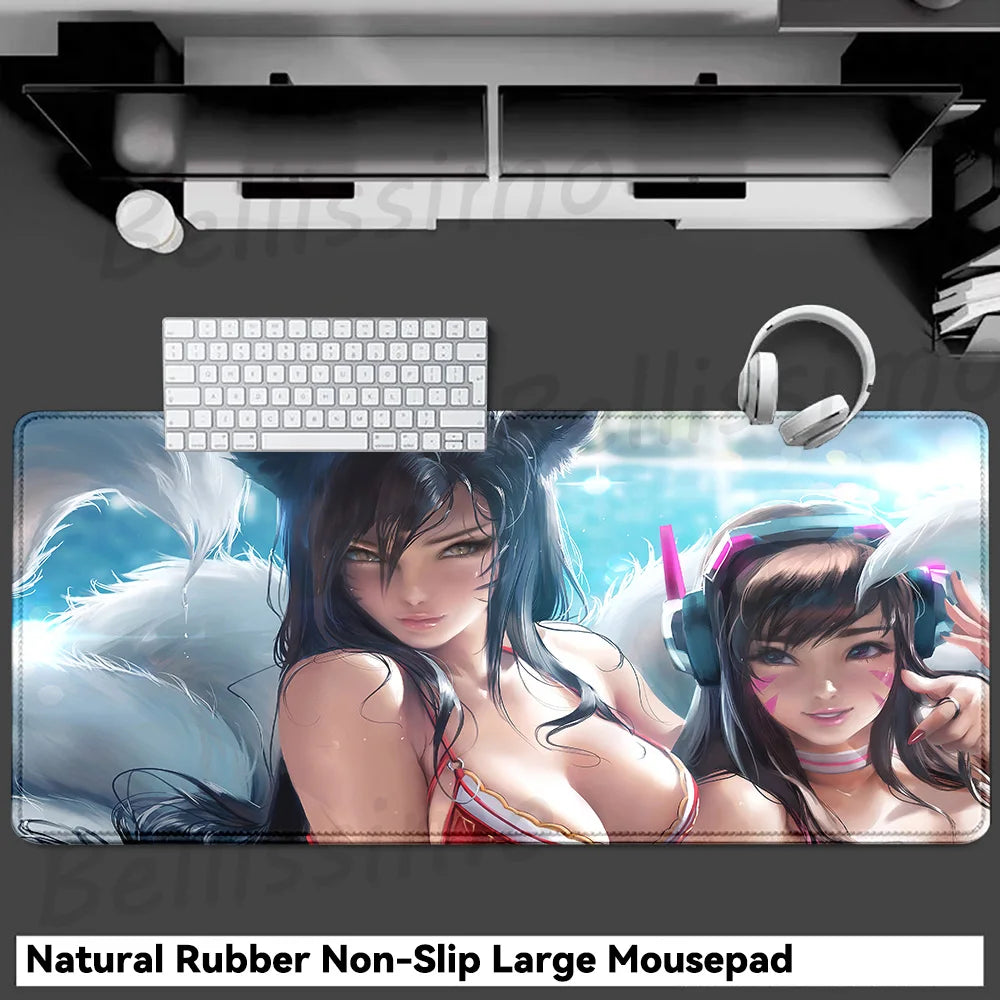 Gaming Accessories O-Overwatch D-D.va Mouse Pad Large Keyboard Mousepad Pc Cabinet Deskmat Xxl Extended Mats Gamer Mausepad