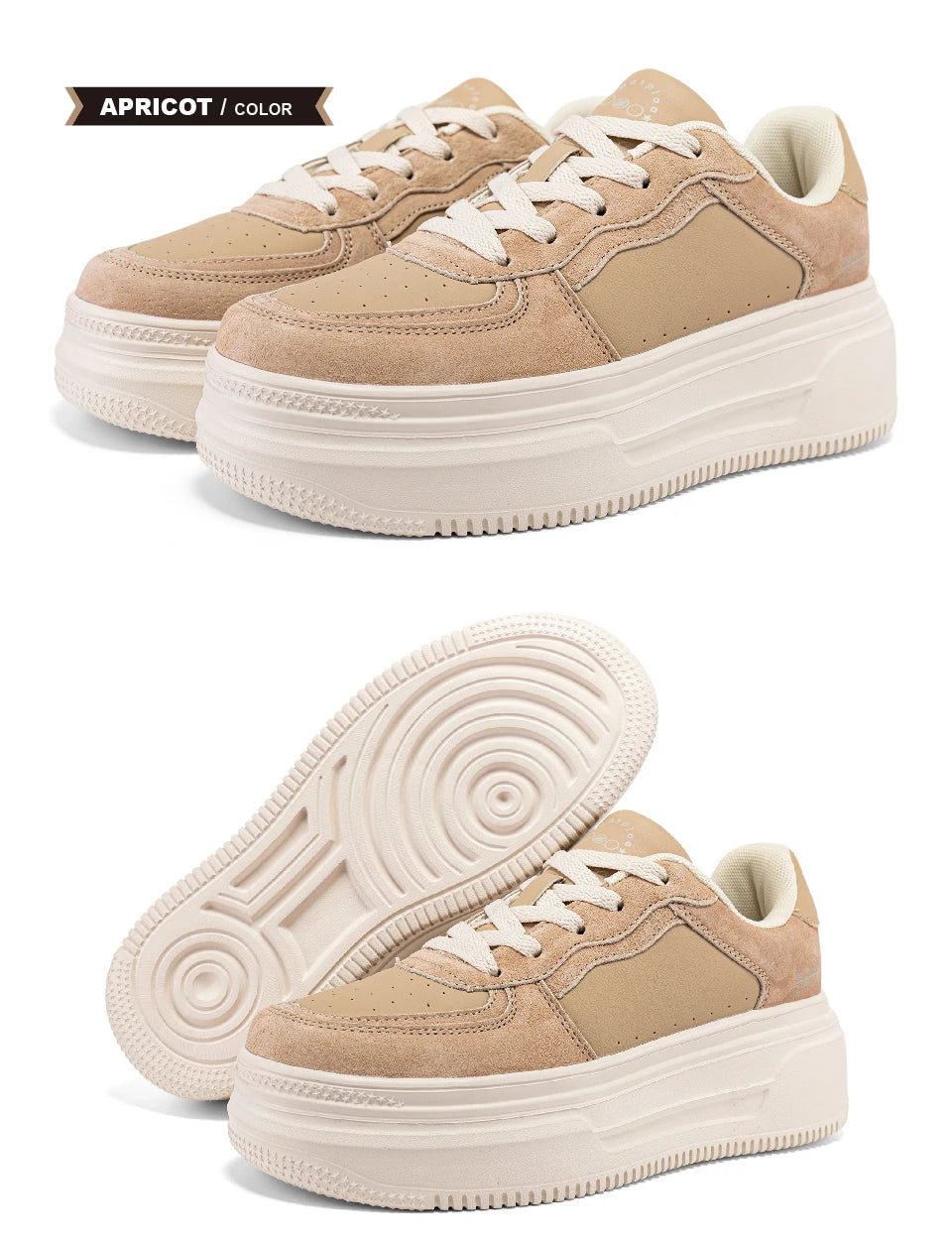 Baasploa Women’s Platform Sneakers Fashion Leather Casual Thick-Soled Shoes for Women Comfort White Skateboarding Shoes Non-Slip