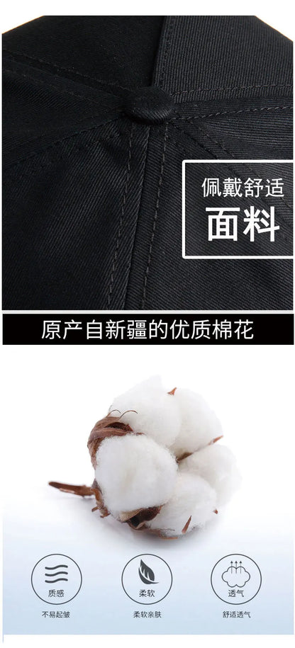 2026 New Men's Big Size Outdoor Sun Protection Baseball Cap, Hard Top Slim Face Fashion Peak Hat Unisex