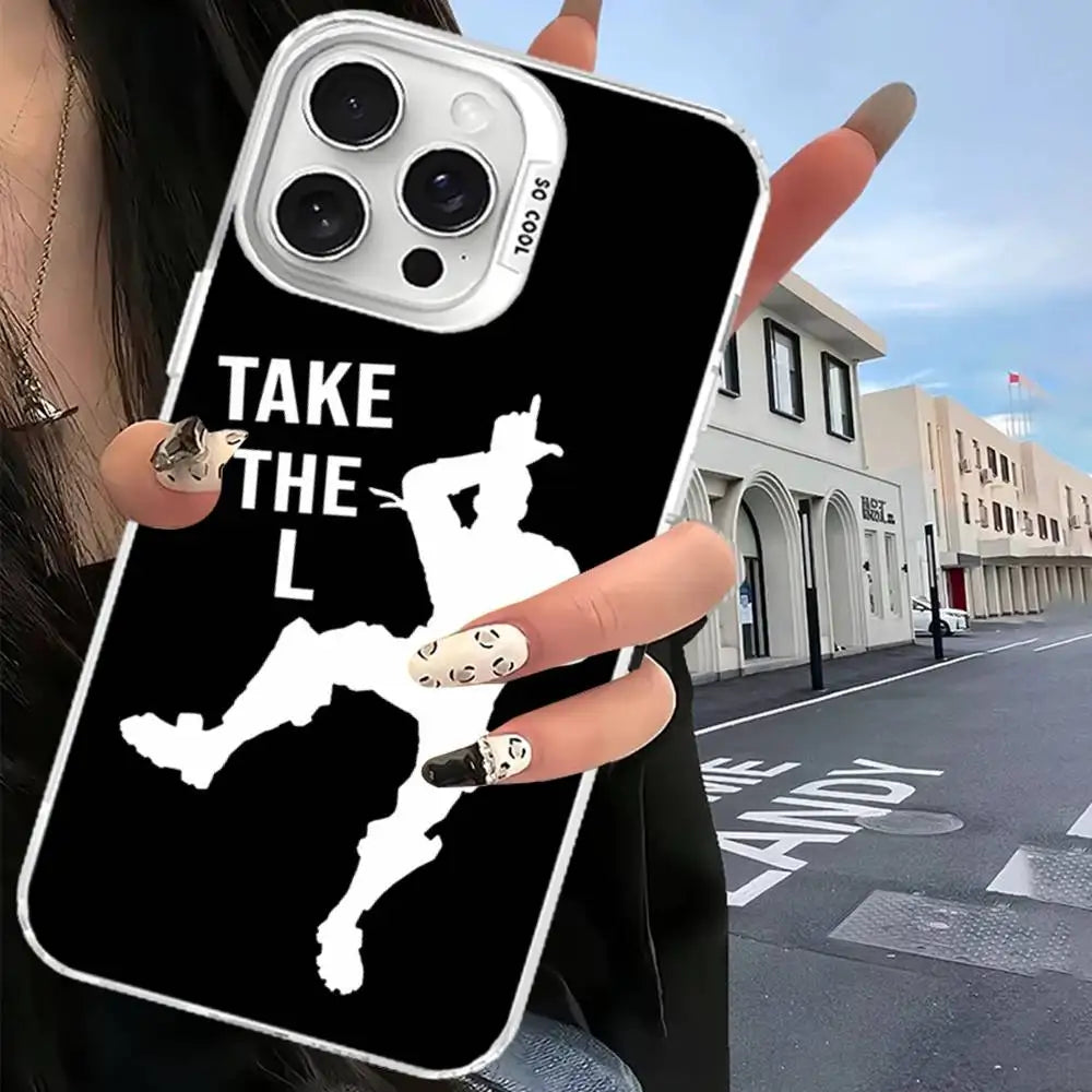 Cover F-Fortnites color argento per iPhone 17 16 15 14 13 12 11 Pro Max Plus