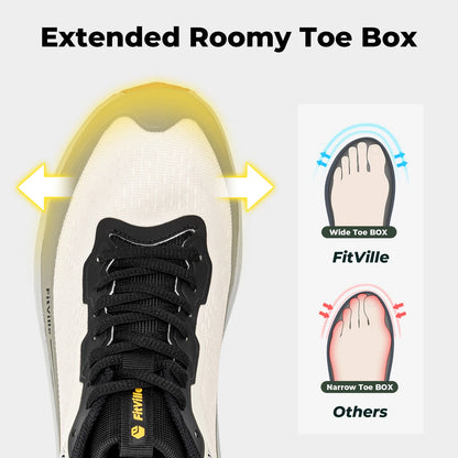 FitVille Men's Wide Toe Box Shoes, Cushioned Sneakers, Non-Slip, Lightweight, Breathable Running Shoes for Swollen Feet