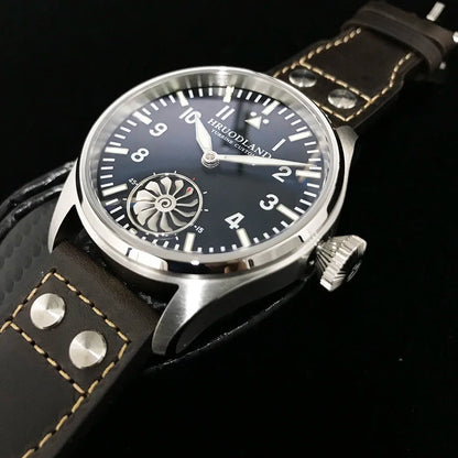 Hruodland 2025 New Men's Mechanical Watch Seagull ST3620 Retro Pilot 43MM BGW-9 Luminous Sapphire Crystal Turbine Watch