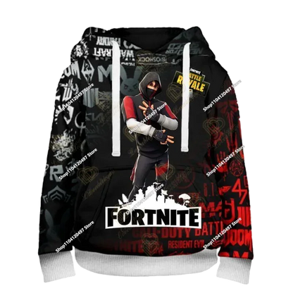 Fortnite косплей худита за деца и възрастни, унисекс суитшърт с качулка, ежедневни униформи и костюми за Хелоуин