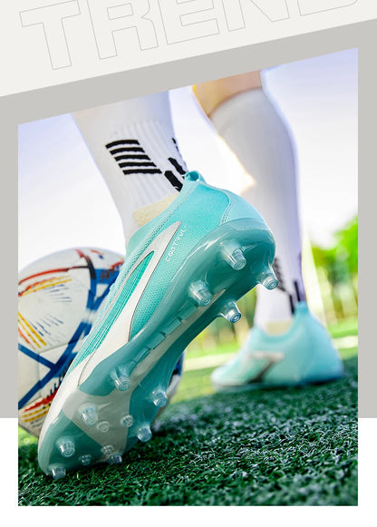 Nuove scarpe da calcio da uomo per esterno, traspiranti, antiscivolo, con tacchetti lunghi, per allenamento e partita, comode anche per ragazzi