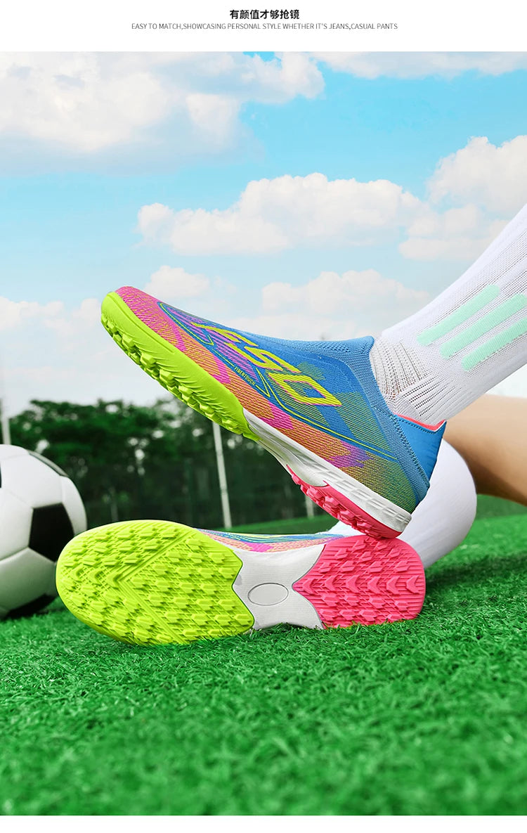 Men Soccer Shoes Cleats FG/TF Professional Original Women Football Boots Society Grass Indoor Training Unisex Non-Slip Sneakers.