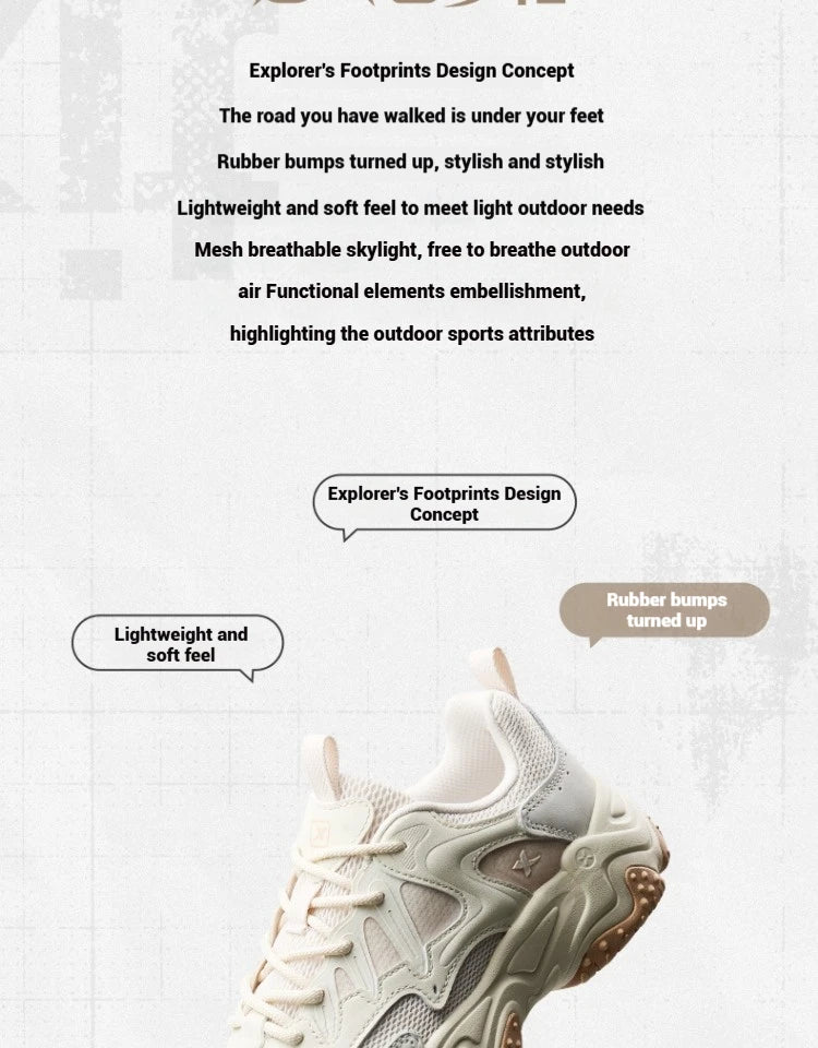 Xtep Casual Shoes 2025 Spring And Summer Lightweight Sports Shoes Thick Sole Fashionable Street Style Sneakers 875319320004