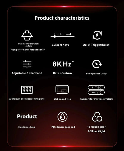 MADLIONS MAD 60/68HE Gaming Magnetic Switch Keyboard Wired Key Web Drive Custom 8K 61/68 Return RT Adjustable Keystroke Hot Swap