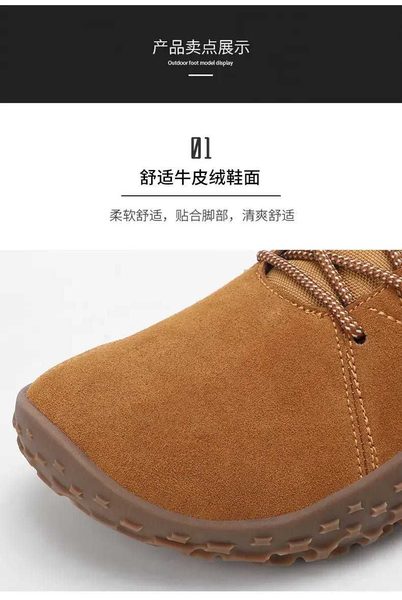 Suede Leather Shoes PU Fabric Wide Toe Shoe Anti-slip Hiking Shoe Workwear Men's Sports Shoes Women's Outdoor Walking Shoes