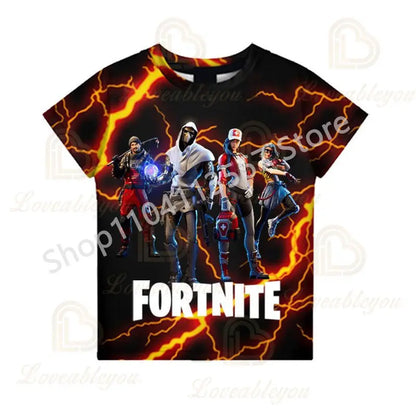 Kinder 100-160cm Hot Sale F-Fortnited Sommer-T-Shirt für Jungen und Kleinkinder, lustige Gaming-T-Shirts, modisches Geburtstagsgeschenk für Mädchen und Jungen