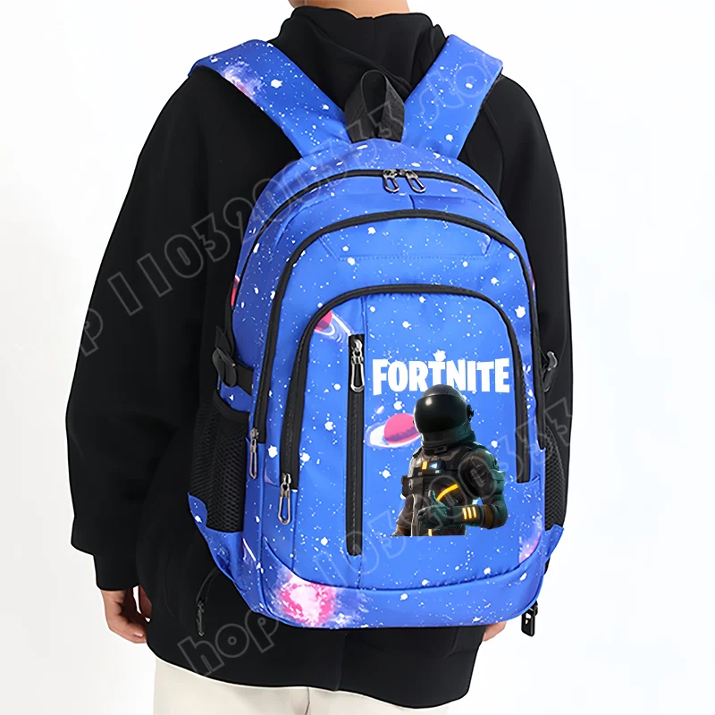 Раница Fortnite Starry Sky с голям капацитет, водоустойчива чанта за лаптоп с принт на игрови персонаж, ученическа раница за момчета и момичета за връщане в училище